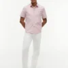 Camisa Oxford de manga curta às riscas Camisa Oxford de manga curta às riscas