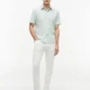 Camisa Oxford de manga curta às riscas Camisa Oxford de manga curta às riscas