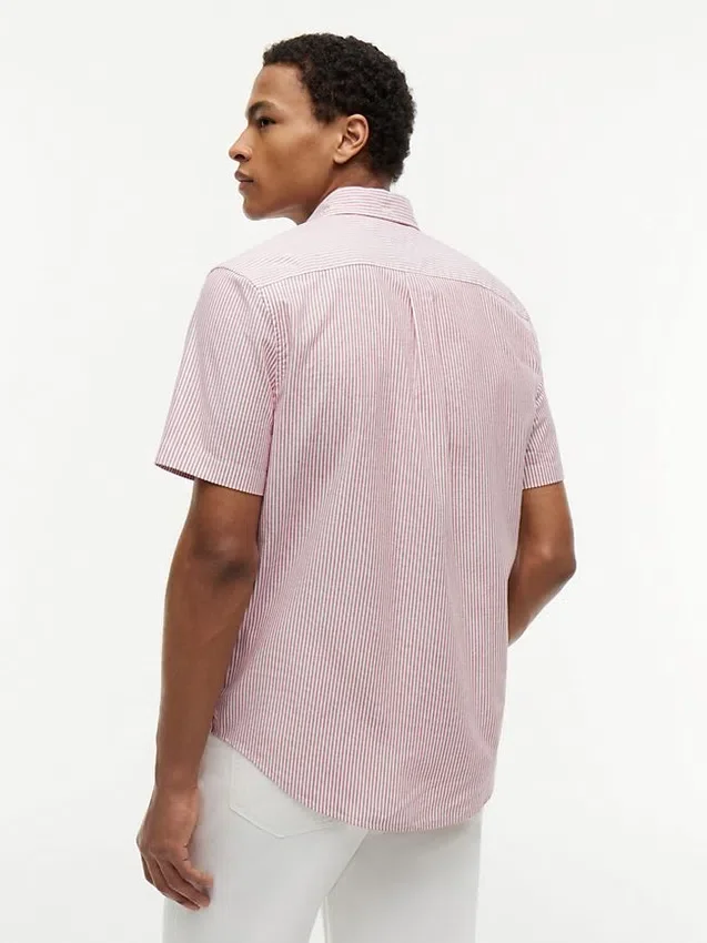 Camisa Oxford de manga curta às riscas Camisa Oxford de manga curta às riscas