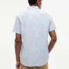 Camisa Oxford de manga curta às riscas Camisa Oxford de manga curta às riscas