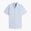 Camisa Oxford de manga curta às riscas Camisa Oxford de manga curta às riscas