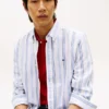 Camisa Oxford elástica às riscas com corte regular Camisa Oxford elástica às riscas com corte regular