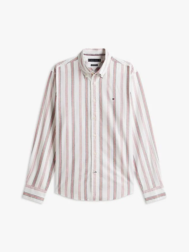 Camisa Oxford elástica às riscas com corte regular Camisa Oxford elástica às riscas com corte regular