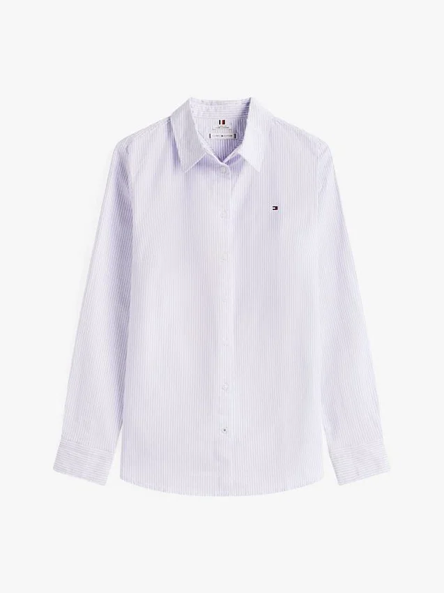 Camisa Oxford elástica às riscas com corte regular Camisa Oxford elástica às riscas com corte regular