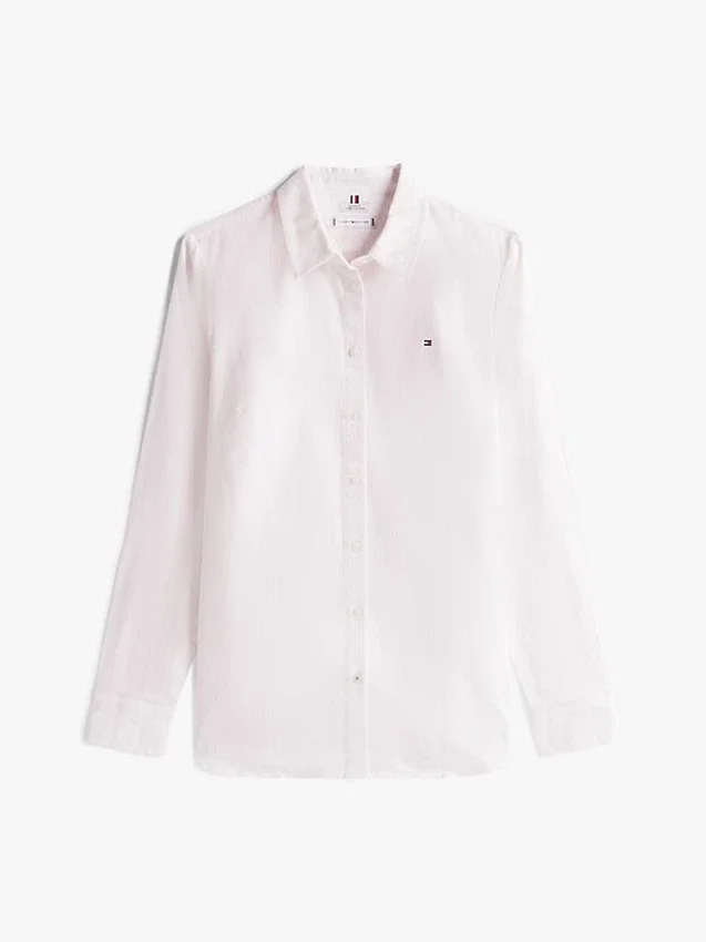 Camisa Oxford elástica às riscas com corte regular Camisa Oxford elástica às riscas com corte regular