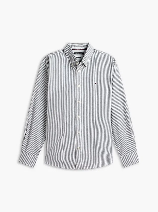 Camisa Oxford elástica às riscas com corte regular Camisa Oxford elástica às riscas com corte regular