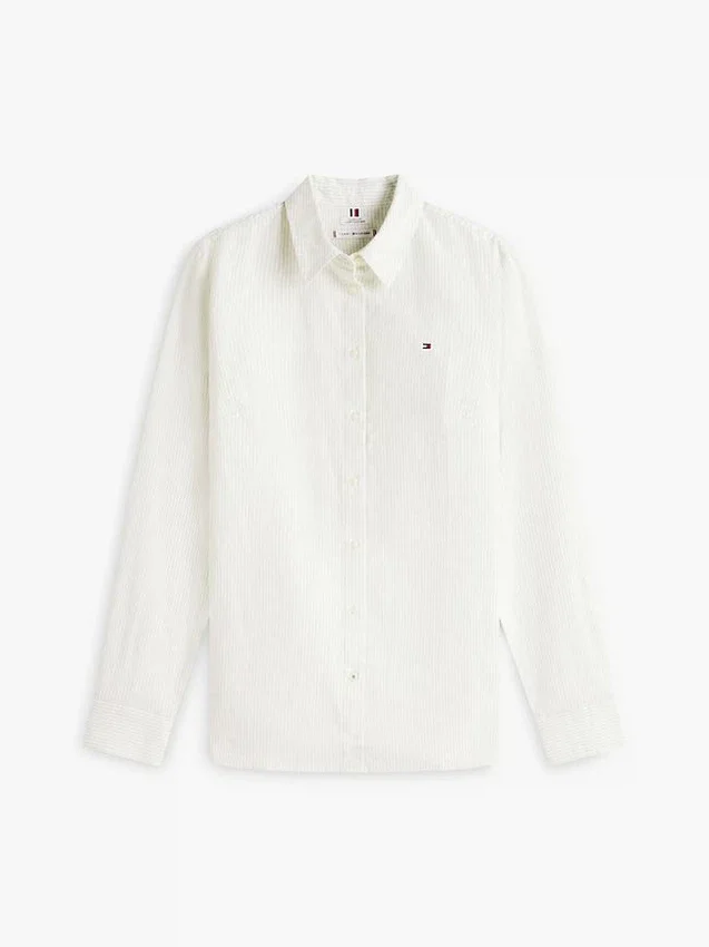 Camisa Oxford elástica às riscas com corte regular Camisa Oxford elástica às riscas com corte regular