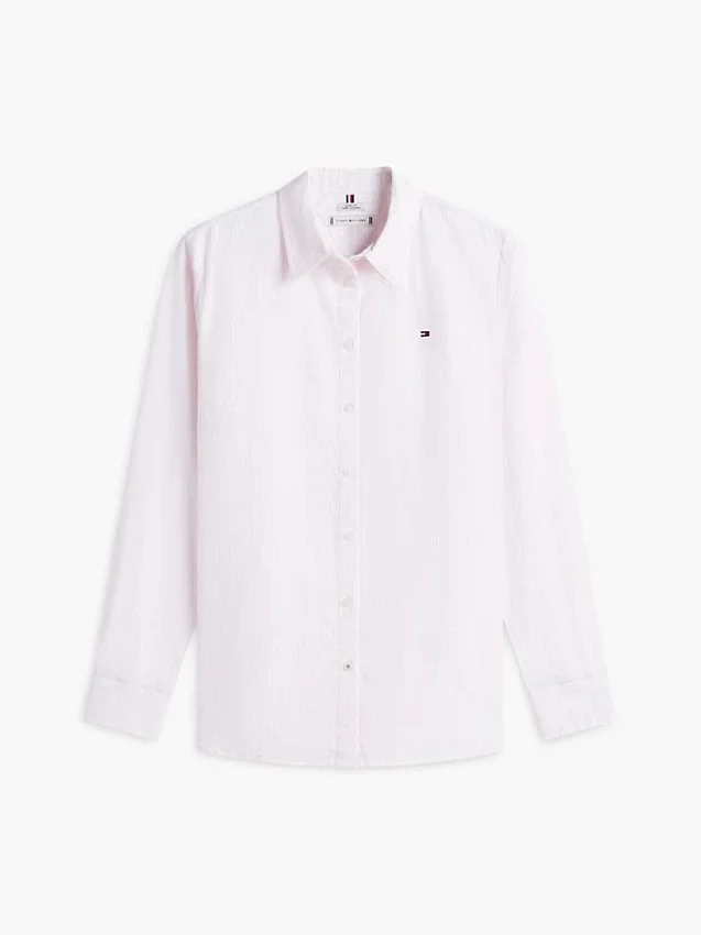 Camisa Oxford elástica às riscas com corte regular Camisa Oxford elástica às riscas com corte regular