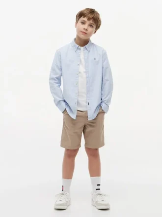 Camisa Oxford elástica às riscas para criança