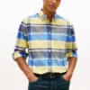 Camisa Oxford elástica xadrez de corte regular Camisa Oxford elástica xadrez de corte regular