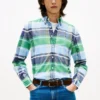 Camisa Oxford elástica xadrez de corte regular Camisa Oxford elástica xadrez de corte regular