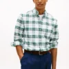 Camisa Oxford elástica xadrez de corte regular Camisa Oxford elástica xadrez de corte regular