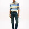 Camisa Oxford elástica xadrez de corte regular Camisa Oxford elástica xadrez de corte regular