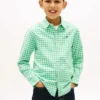 Camisa Oxford elástica xadrez para criança Camisa Oxford elástica xadrez para criança