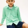 Camisa Oxford elástica xadrez para criança Camisa Oxford elástica xadrez para criança