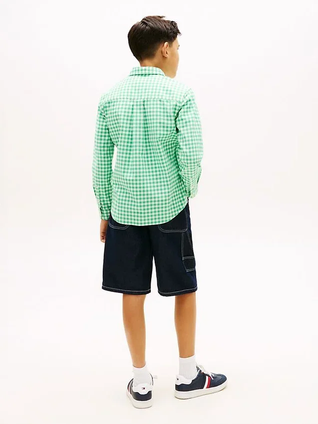 Camisa Oxford elástica xadrez para criança Camisa Oxford elástica xadrez para criança