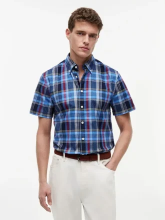 Camisa Oxford xadrez arrojada de corte regular