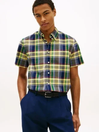 Camisa Oxford xadrez arrojada de corte regular