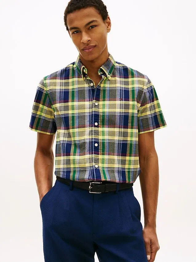 Camisa Oxford xadrez arrojada de corte regular Camisa Oxford xadrez arrojada de corte regular