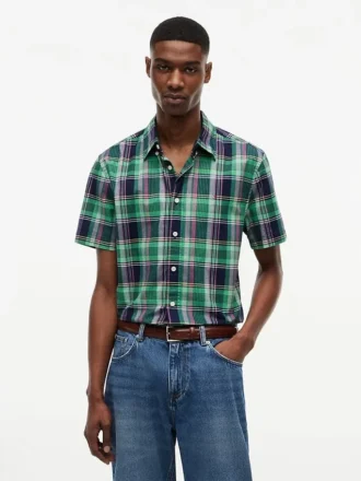 Camisa Oxford xadrez arrojada de corte regular