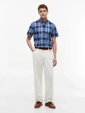 Camisa Oxford xadrez arrojada de corte regular