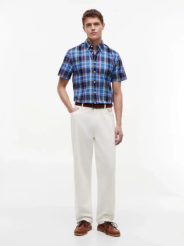 Camisa Oxford xadrez arrojada de corte regular Camisa Oxford xadrez arrojada de corte regular