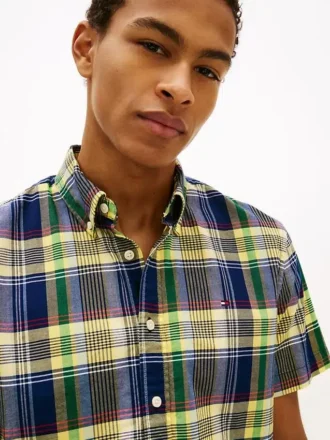 Camisa Oxford xadrez arrojada de corte regular
