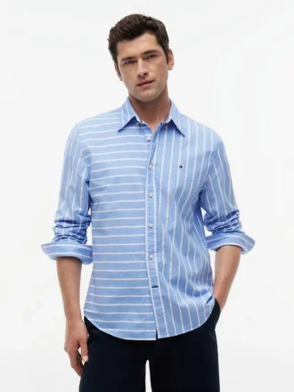Camisa para todo o dia com riscas mistas e corte regular