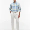 Camisa Regular em Mistura de Linho com Padrão Madras Camisa Regular em Mistura de Linho com Padrão Madras