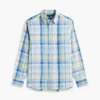 Camisa Regular em Mistura de Linho com Padrão Madras Camisa Regular em Mistura de Linho com Padrão Madras