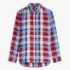 Camisa Regular em Mistura de Linho com Padrão Madras Camisa Regular em Mistura de Linho com Padrão Madras