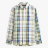 Camisa Regular em Mistura de Linho com Padrão Madras Camisa Regular em Mistura de Linho com Padrão Madras