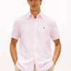 Camisa às riscas em mistura de algodão e linho