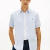 Camisa às riscas em mistura de algodão e linho Camisa às riscas em mistura de algodão e linho