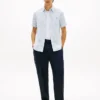 Camisa às riscas em mistura de algodão e linho Camisa às riscas em mistura de algodão e linho