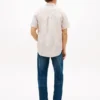 Camisa às riscas em mistura de algodão e linho