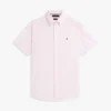 Camisa às riscas em mistura de algodão e linho