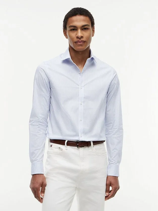 Camisa social listrada THFlex de corte justo Camisa social listrada THFlex de corte justo