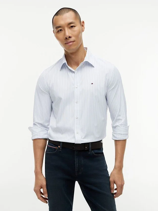 Camisa TH Performance às riscas com corte regular Camisa TH Performance às riscas com corte regular