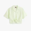 Camisa Tommy Jeans com laço à frente em mistura de linho Camisa Tommy Jeans com laço à frente em mistura de linho