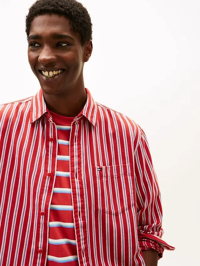 Camisa Tommy Jeans Relaxed Stripe Camisa Tommy Jeans Relaxed Stripe