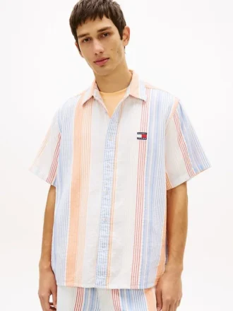 Camisa Tommy Jeans Relaxed Striped Dobby
