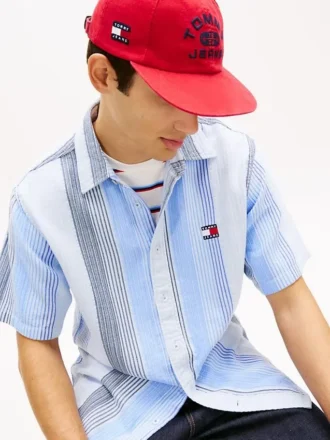 Camisa Tommy Jeans Relaxed Striped Dobby