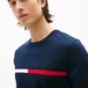 Camiseta com logotipo bordado em listras de bandeira Camiseta com logotipo bordado em listras de bandeira
