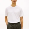 Camiseta de algodão e linho New York Label Camiseta de algodão e linho New York Label