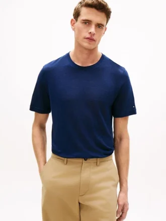 Camiseta de algodão e linho New York Label