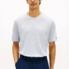 Camiseta de algodão e linho New York Label Camiseta de algodão e linho New York Label