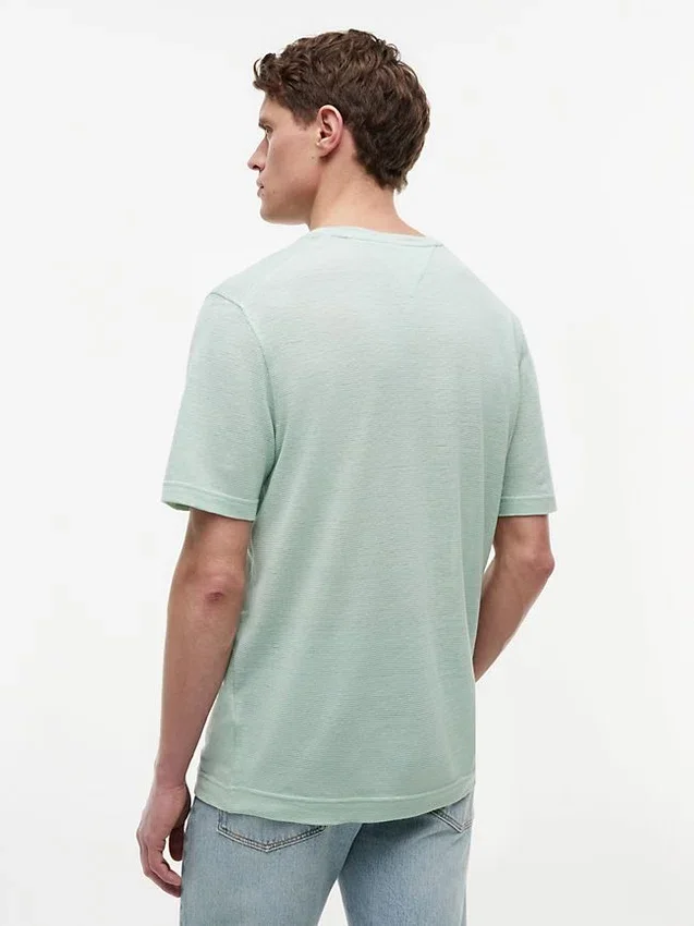Camiseta de algodão e linho New York Label Camiseta de algodão e linho New York Label