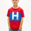 Camiseta infantil com logotipo náutico em blocos de cor Camiseta infantil com logotipo náutico em blocos de cor
