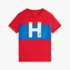 Camiseta infantil com logotipo náutico em blocos de cor Camiseta infantil com logotipo náutico em blocos de cor